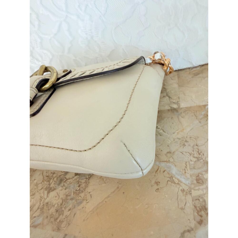 Coach Poppy cream Leather Whipstitch Shoulder Bag wristlet - Picture 10 of 15